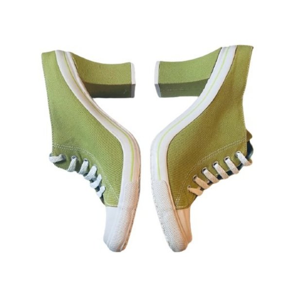 Bakers Shoes - VTG Bakers Lime Slip-on Tennis Shoes 3" Heel